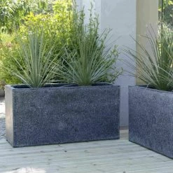 80cm Poly-Terrazzo Small Black Trough Planter -Outdoor PLANTERS Shop PP0474S add image 6 fc5e