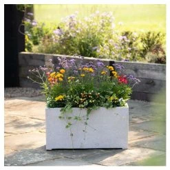 80cm Poly-Terrazzo Small White Trough Planter