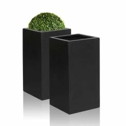 60cm Polystone Small Black Tall Cube Planter -Outdoor PLANTERS Shop PP0476S add image 3 9792