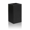 60cm Polystone Small Black Tall Cube Planter