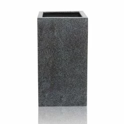 60cm Poly-Terrazzo Small Black Tall Cube Planter -Outdoor PLANTERS Shop PP0478S add image 3 43cf