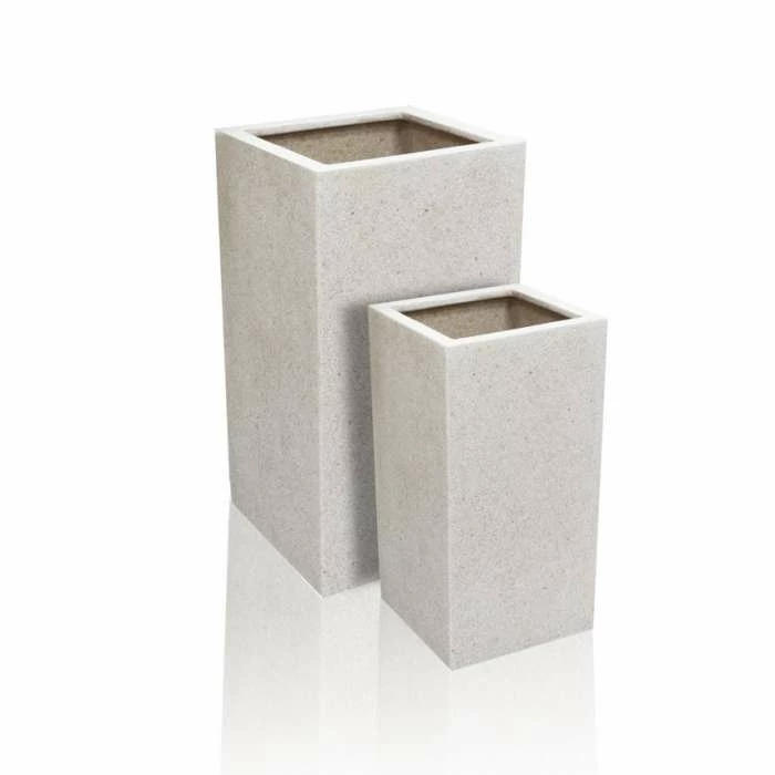 60cm Poly-Terrazzo Small White Tall Cube Planter 5 60cm Poly-Terrazzo Small White Tall Cube Planter - Image 5