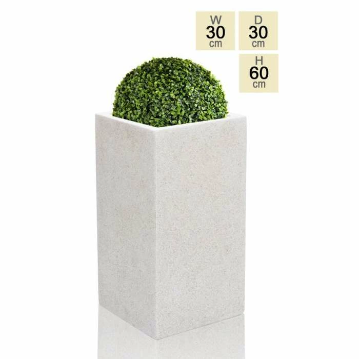 60cm Poly-Terrazzo Small White Tall Cube Planter 1 60cm Poly-Terrazzo Small White Tall Cube Planter