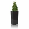 H75cm Zinc Galvanised Tall Platinum Cube Planter - By Primrose™