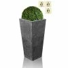 91cm Polyterrazzo Black Tall Flared Square Planter