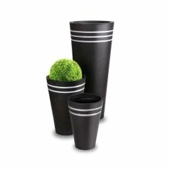 H90cm Tall Round Black Zinc Planter - By Primrose™ -Outdoor PLANTERS Shop PP0521L add image 2 6198