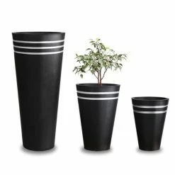 H90cm Tall Round Black Zinc Planter - By Primrose™ -Outdoor PLANTERS Shop PP0521L add image 4 b48a