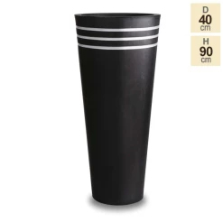 H90cm Tall Round Black Zinc Planter - By Primrose™ -Outdoor PLANTERS Shop PP0521L f876