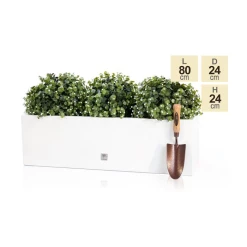 80 x 24cm Gloss Fibreglass Trough Planter in White - By Primrose™ -Outdoor PLANTERS Shop PP0646S main image b3ac