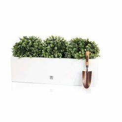 80 x 24cm Gloss Fibreglass Trough Planter in White - By Primrose™