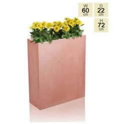 72cm Terracotta Fibrecotta Tall Trough Planter