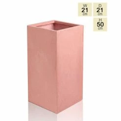 50cm Terracotta Fibrecotta Tall Cube Planter