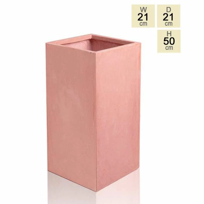 50cm Terracotta Fibrecotta Tall Cube Planter 1 50cm Terracotta Fibrecotta Tall Cube Planter