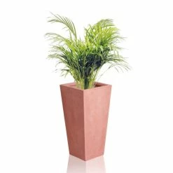 65cm Terracotta Fibrecotta Tall Flared Square Planter