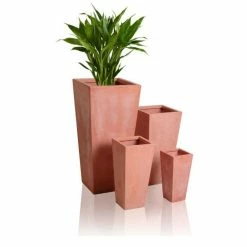 89cm Fibrecotta Terracotta Tall Flared Square Planter -Outdoor PLANTERS Shop PP1763XL add image 2 4f37