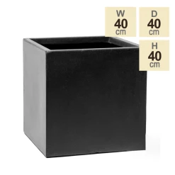 40cm Terracotta Fibrecotta Dark Grey Cube Planter -Outdoor PLANTERS Shop PP1764L main image a8bf