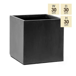 30cm Terracotta Fibrecotta Dark Grey Cube Planter -Outdoor PLANTERS Shop PP1764M main image 1e4a