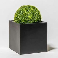 50cm Terracotta Fibrecotta Dark Grey Cube Planter -Outdoor PLANTERS Shop PP1764XL add image 3 52e1