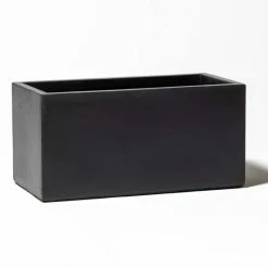 60cm Terracotta Fibrecotta Dark Grey Trough Planter