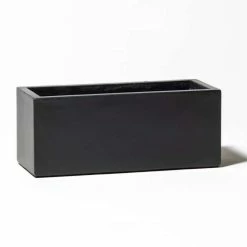 50cm Terracotta Fibrecotta Dark Grey Trough Planter