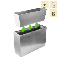 95cm Zinc Tall Trough Planter with Insert in Silver - By Primrose™ 7 95cm Zinc Tall Trough Planter with Insert in Silver - By Primrose™ -Outdoor PLANTERS Shop PP1771L main image bb36