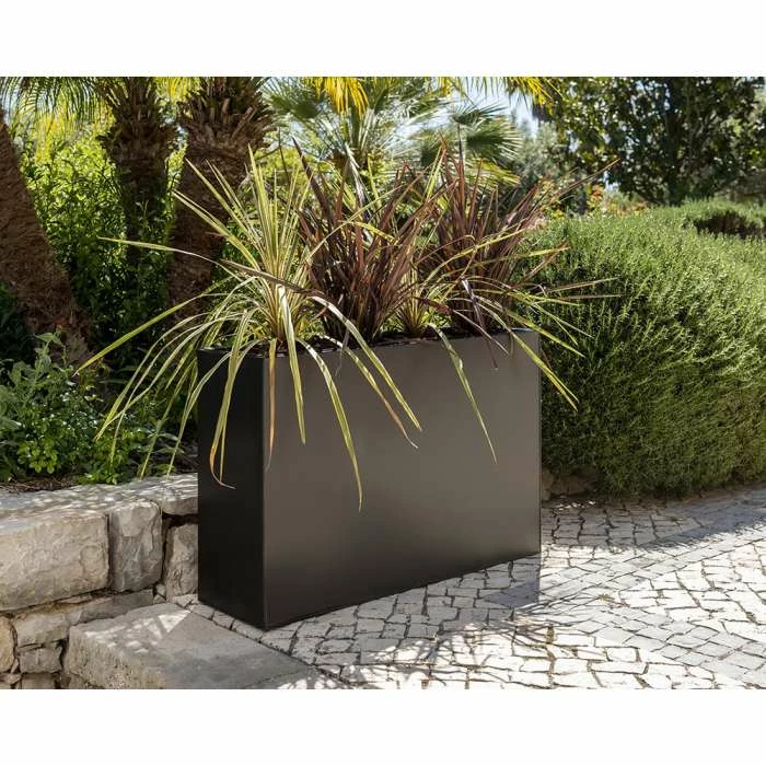 89cm Black Zinc Tall Trough Planter with Insert - By Primrose™ 1 89cm Black Zinc Tall Trough Planter with Insert - By Primrose™
