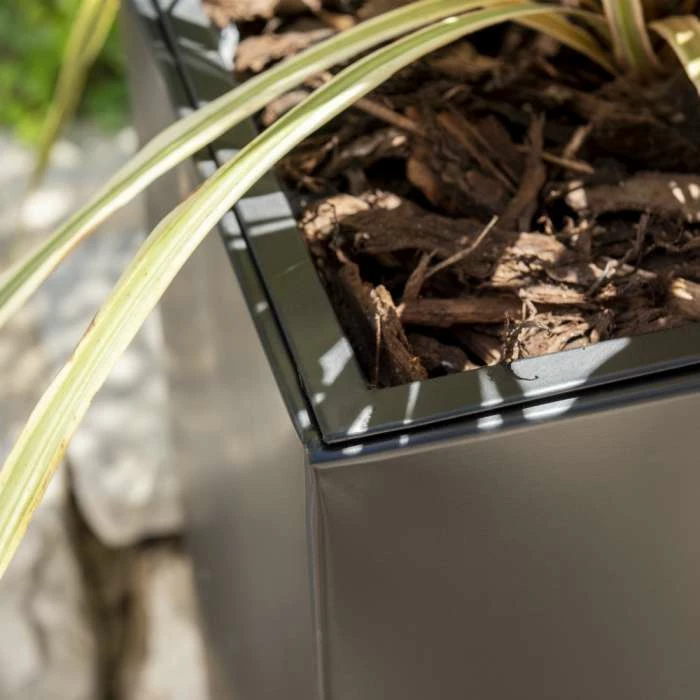 89cm Black Zinc Tall Trough Planter with Insert - By Primrose™ 2 89cm Black Zinc Tall Trough Planter with Insert - By Primrose™ - Image 2