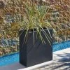 80cm Black Zinc Tall Trough Planter With Insert - By Primrose™