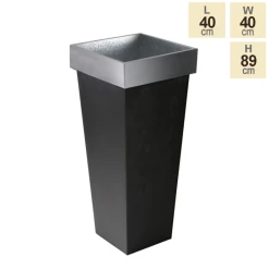 H89cm Zinc Tall Flared Square Planter - By Primrose™ -Outdoor PLANTERS Shop PP1775M main image 2e31