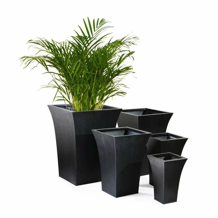 H50cm Black Square Flared Planter - By Primrose™ 2 H50cm Black Square Flared Planter - By Primrose™ - Image 2