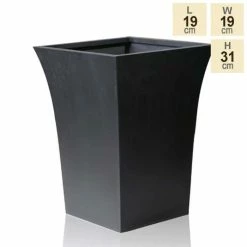 H31cm Black Square Flared Planter - By Primrose™ -Outdoor PLANTERS Shop PP1841S1 ac94