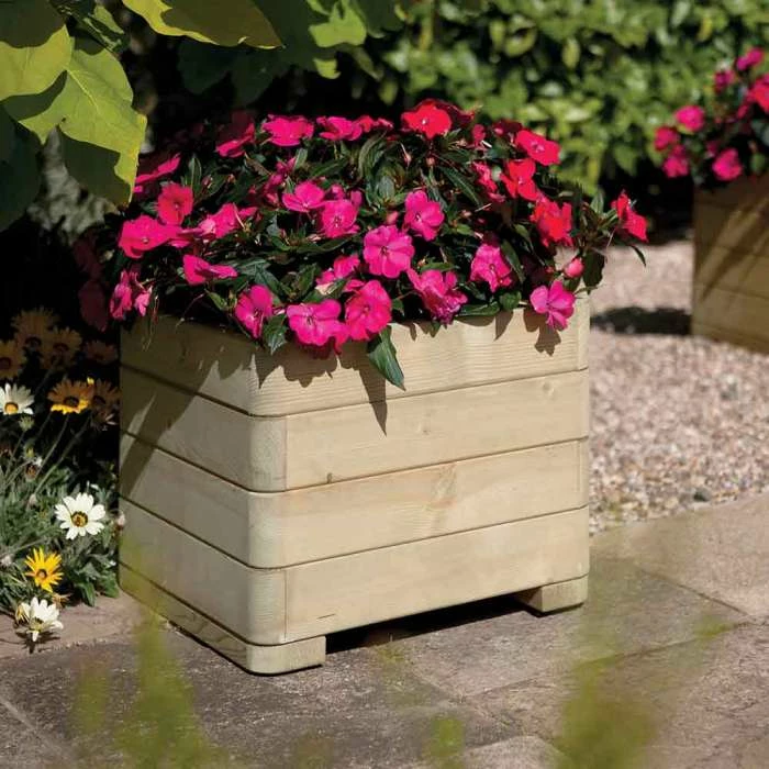 50cm Wooden Marberry Square Planter - by Rowlinson 1 50cm Wooden Marberry Square Planter - by Rowlinson