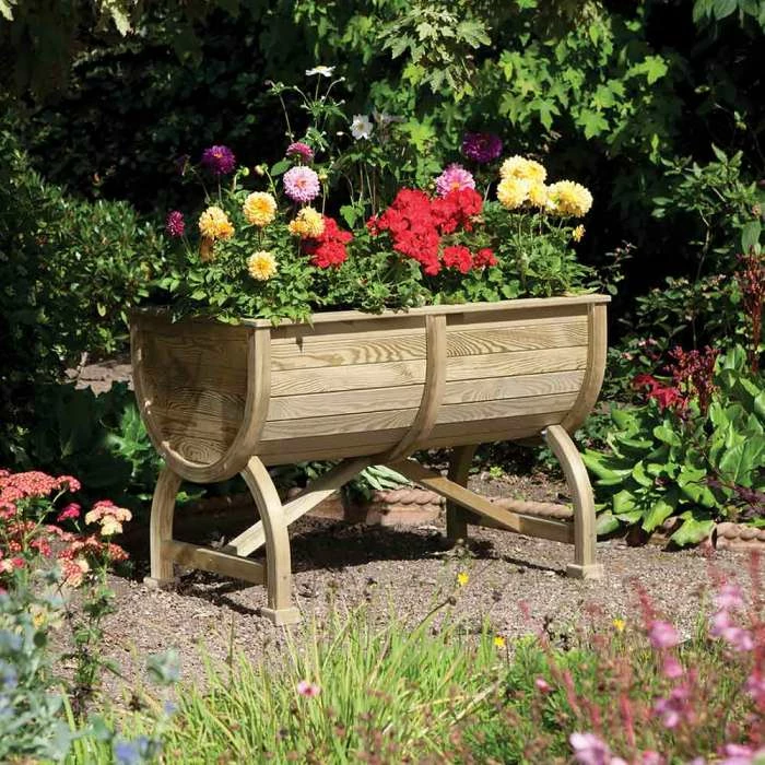 W1.07m (3ft 6in) Wooden Marberry Barrel Planter by Rowlinson® 1 W1.07m (3ft 6in) Wooden Marberry Barrel Planter by Rowlinson®
