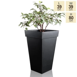 H80cm Black Zinc Tall Flared Square Planter - By Primrose™ -Outdoor PLANTERS Shop PP1890L main image bce2