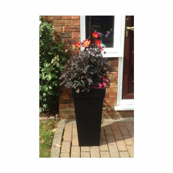 H70cm Black Zinc Tall Flared Square Planter - By Primrose™ 3 H70cm Black Zinc Tall Flared Square Planter - By Primrose™ - Image 3