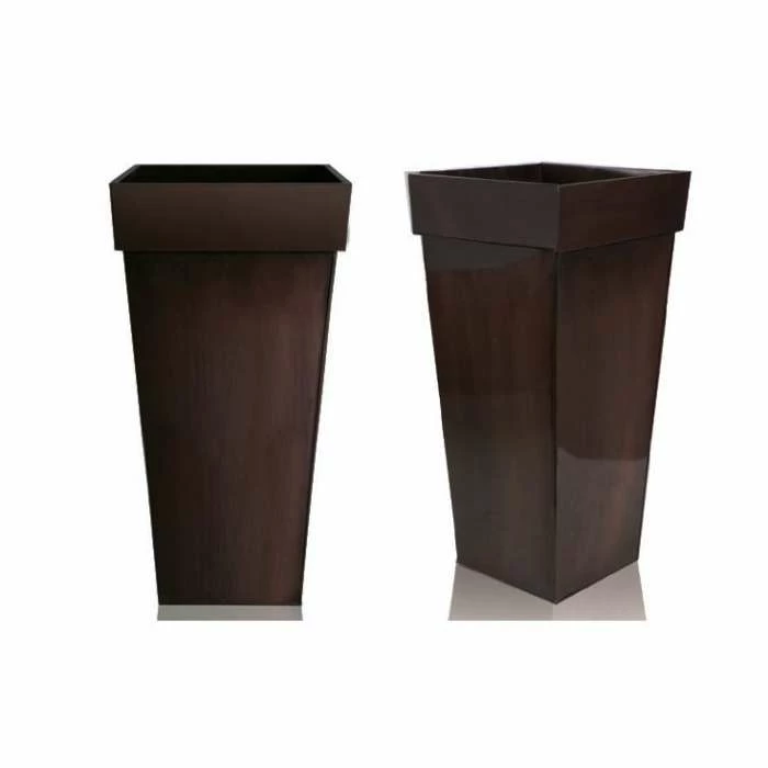 H80cm Mocha Brown Zinc Tall Flared Square Planter - By Primrose™ 1 H80cm Mocha Brown Zinc Tall Flared Square Planter - By Primrose™