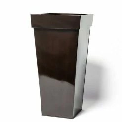 H70cm Mocha Brown Zinc Tall Flared Square Planter - By Primrose™ -Outdoor PLANTERS Shop PP1891M add image 4 9bf3