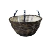 Set of Two 35cm Dark Rattan Hanging Basket Planters
