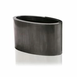 W60cm Platinum Low Oval Zinc Galvanised Planter - By Primrose™ -Outdoor PLANTERS Shop PP1975 add image 2 ccf8