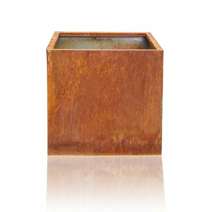 H60cm Large Corten Steel Cube Planter 3 H60cm Large Corten Steel Cube Planter - Image 3