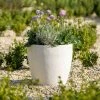 Egg Shape 36cm Handmade Fiberstone Planter in White - Exclusive to Primrose