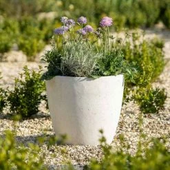 Egg Shape 36cm Handmade Fiberstone Planter in White - Exclusive to Primrose