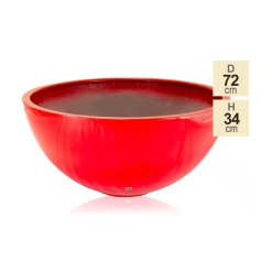 72cm Fibreglass Red High Gloss Low Bowl Planter - By Primrose® -Outdoor PLANTERS Shop PP2108RED main image 5c36