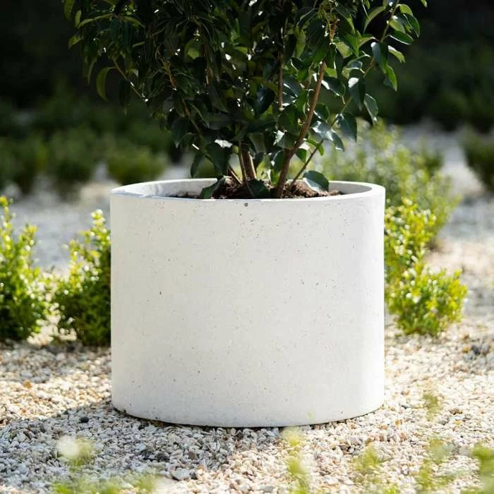 Cylinder 55cm Handmade Fiberstone Planter in White - Exclusive to Primrose 2 Cylinder 55cm Handmade Fiberstone Planter in White - Exclusive to Primrose - Image 2