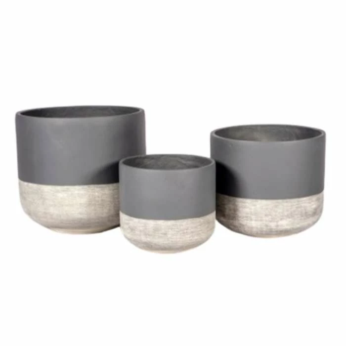 H30cm Small Frostproof Concrete Infinity Cylinder Planter in Two-Tone Design 2 H30cm Small Frostproof Concrete Infinity Cylinder Planter in Two-Tone Design - Image 2