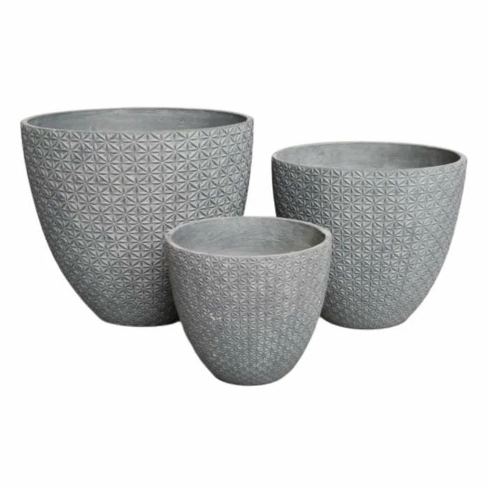 H32cm Small Frostproof Concrete Star Egg Planter in Engraved Design 2 H32cm Small Frostproof Concrete Star Egg Planter in Engraved Design - Image 2