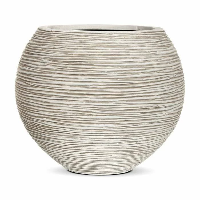 62cm Capi Nature Ball Vase Ribbed Planter - Ivory 1 62cm Capi Nature Ball Vase Ribbed Planter - Ivory
