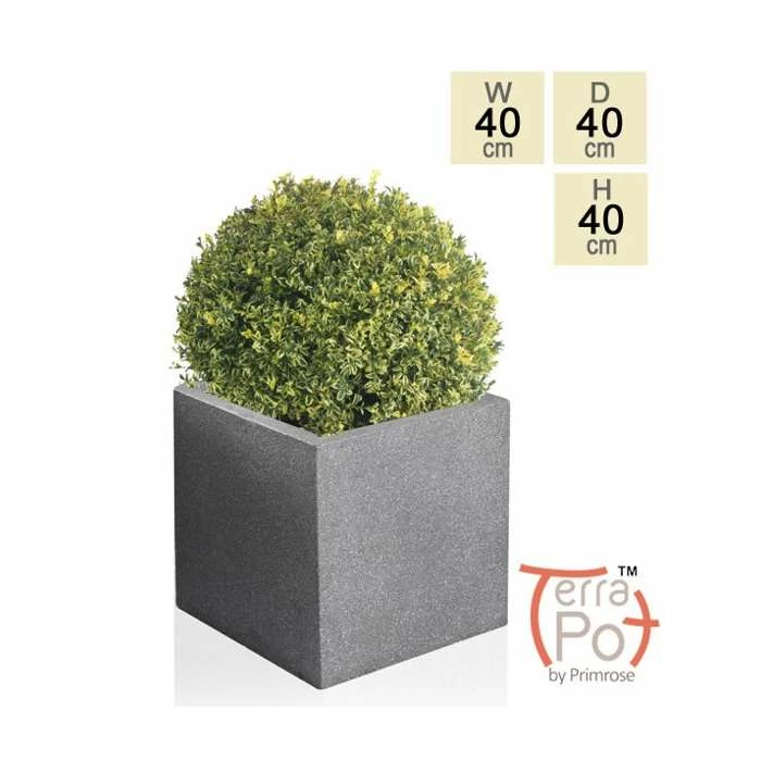 40cm Fibrecotta Kadamus Cube Planter in Dark Grey Meteor Texture 1 40cm Fibrecotta Kadamus Cube Planter in Dark Grey Meteor Texture