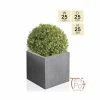 25cm Terracotta Fibrecotta Kadamus Cube Planter in Dark Grey Meteor Texture