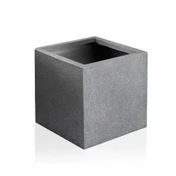 50cm Fibrecotta Kadamus Cube Planter in Dark Grey Meteor Texture -Outdoor PLANTERS Shop PP2407XL add image 4 b1a8